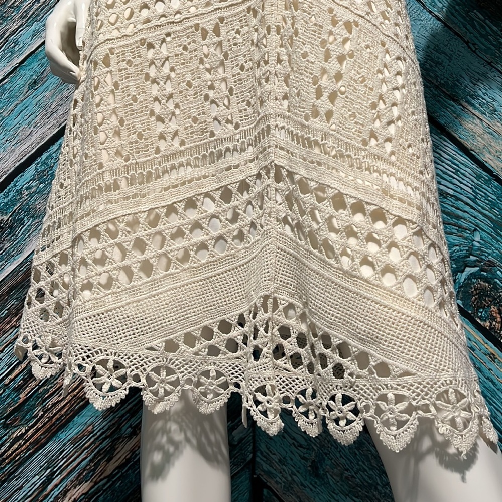 Crocheted Cotton Scalloped Hem Ivory Skirt, XSmall NWT - Picture 3 of 7